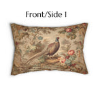 French Country Pheasant Lumbar Pillow: Vintage Style Toile Bird Design