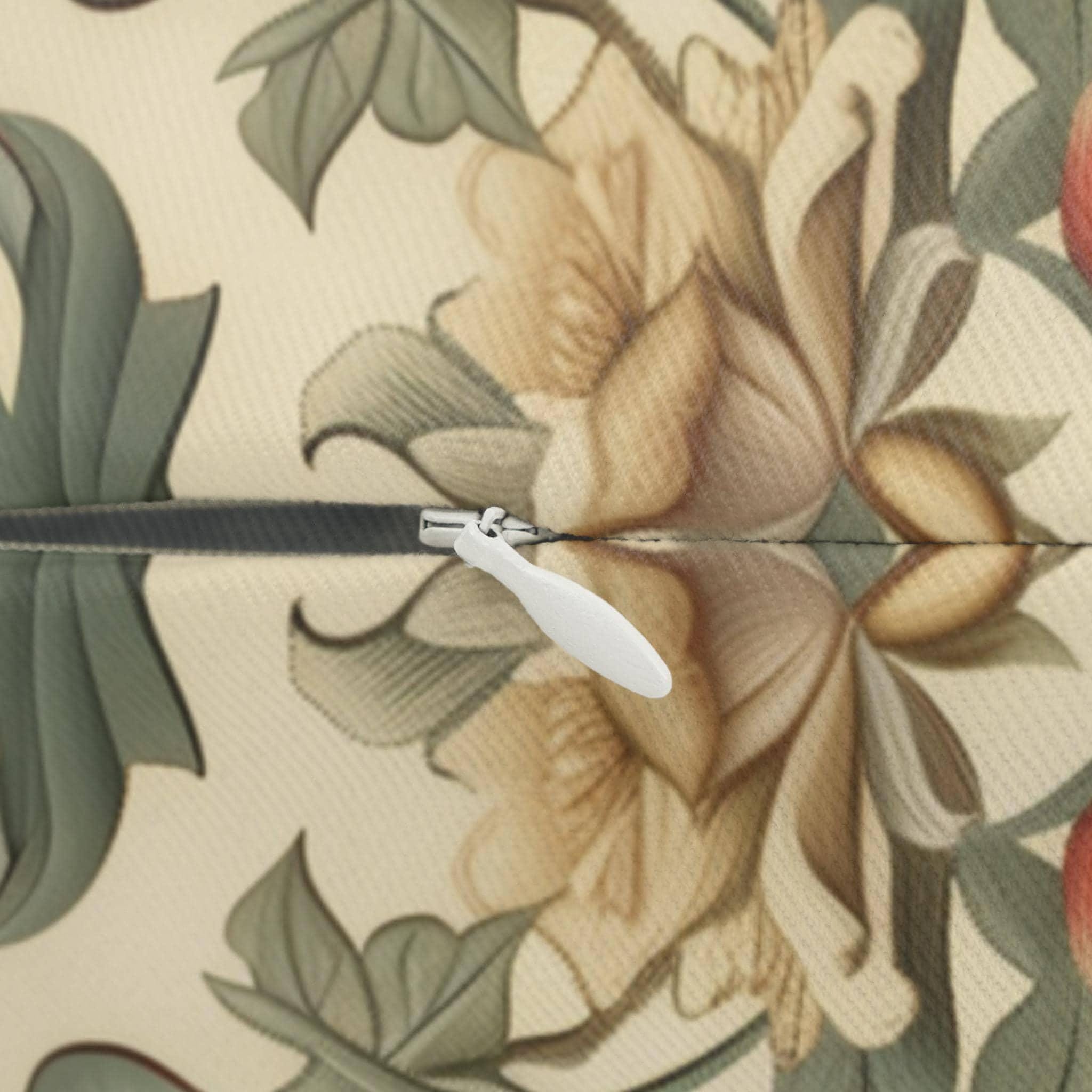 William Morris Hummingbird Lumbar Pillow - Elegant Floral Bird Design in Brown, Gold, and Green