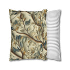 Elegant William Morris Inspired Botanical Pillow Cover - Floral Cushion in Green, Gold, and Beige