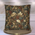 Fall Leaves Pattern Pillow Cover: Vintage Botanical Accent Cushion in Rust, Blue, and Cream