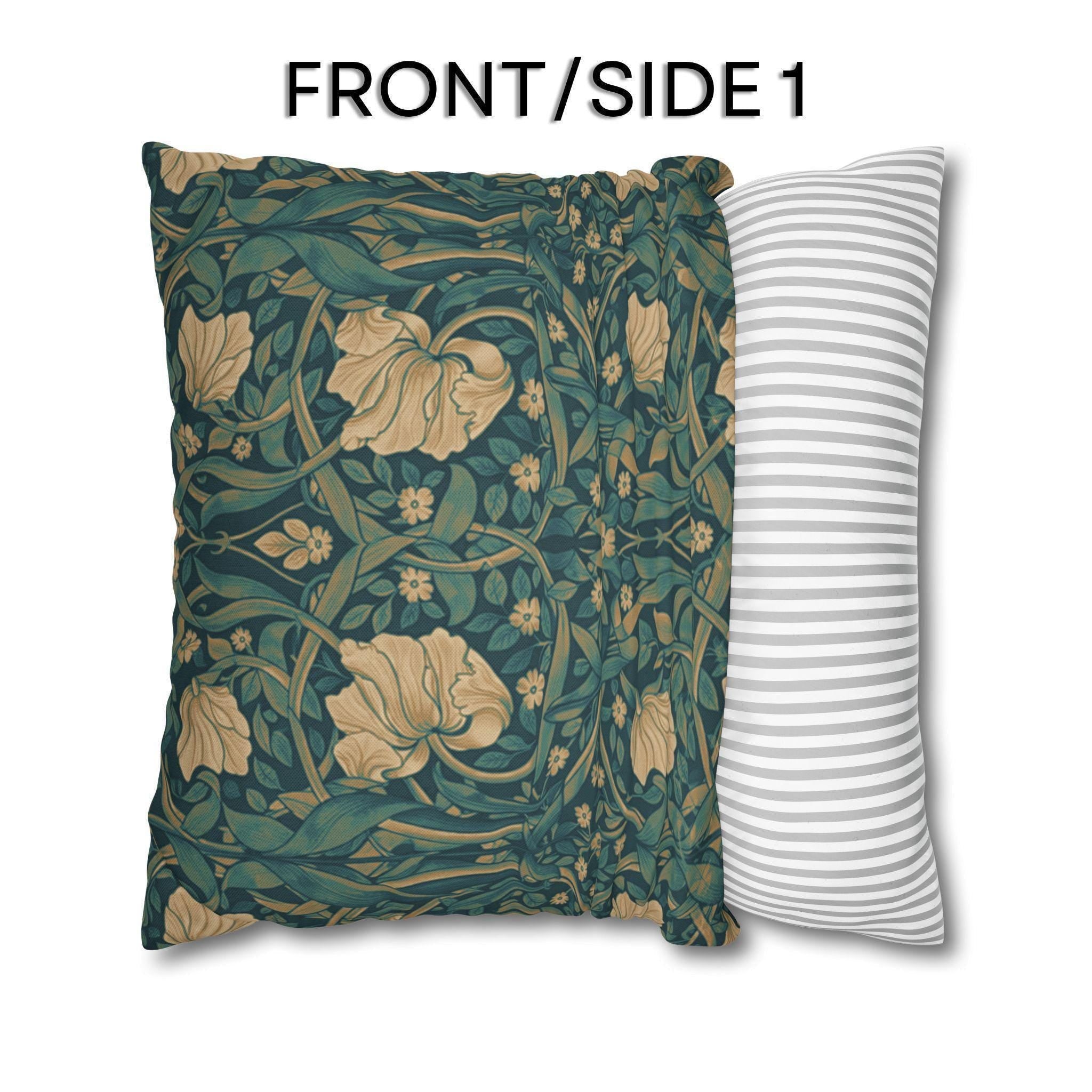 William Morris Midnight-Teal Champagne Pillow Cover: Vintage Pimpernel Reconstructed