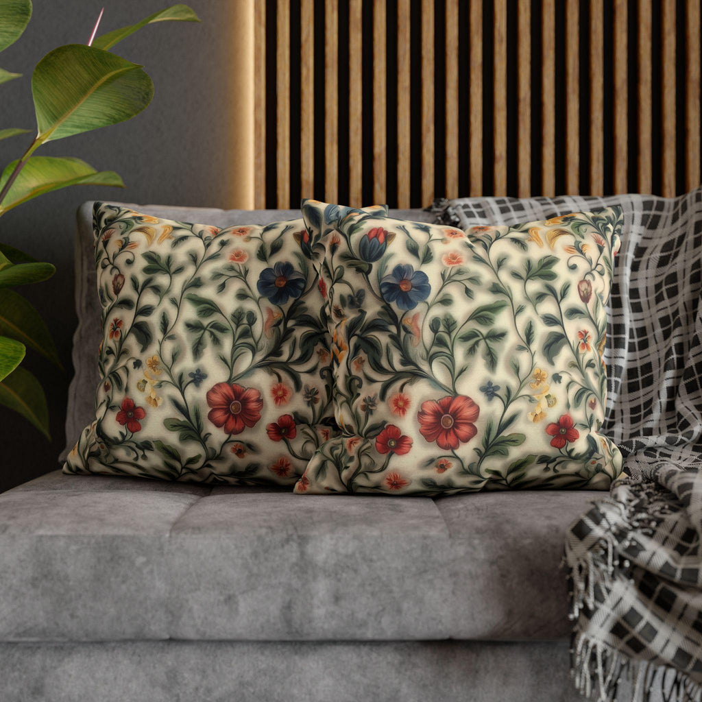 Vintage-Inspired William Morris Botanical Floral Cream Throw Pillow Cover - Soft Garden Cushion