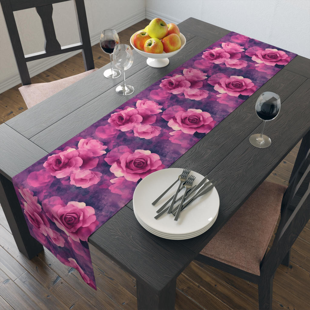 Table Runner, Pink Rose, Purple and Magenta Dining Table Decor