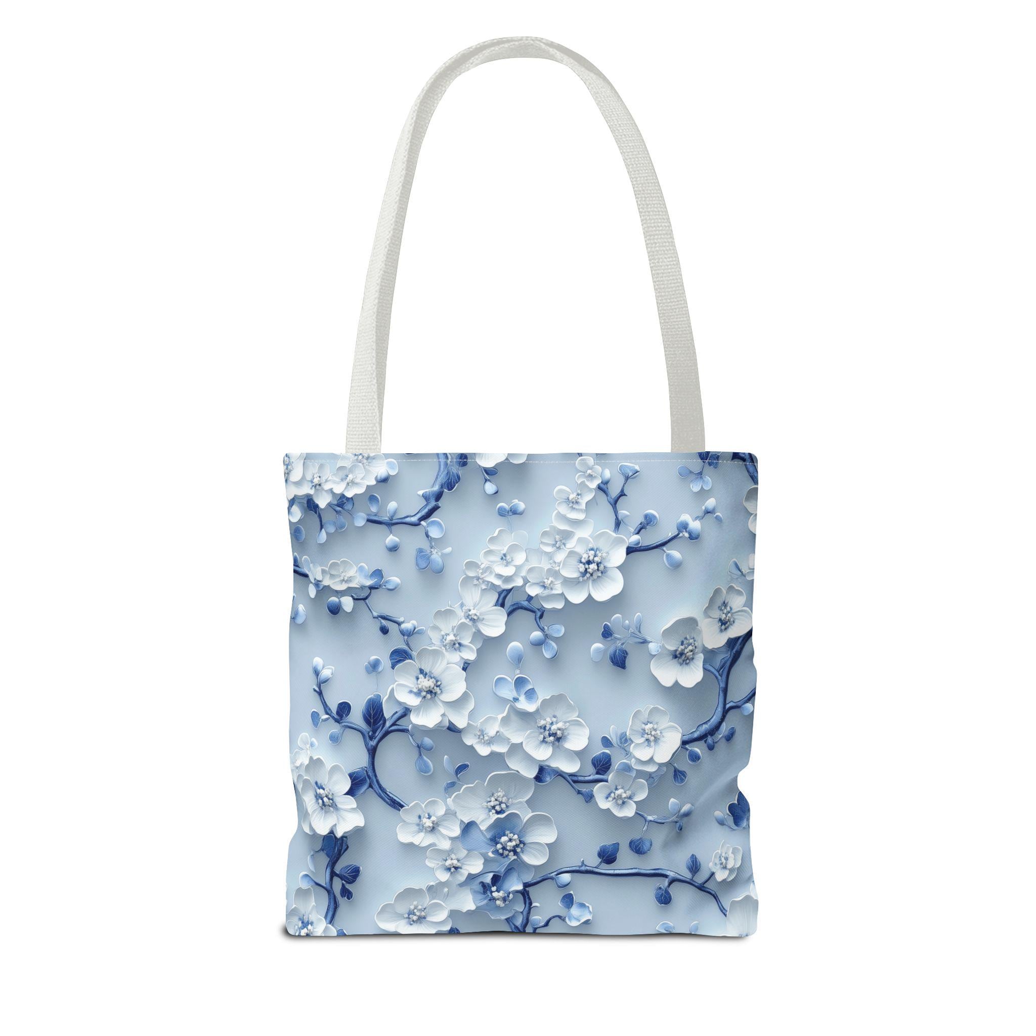 Chinoiserie Tote Bag | Blue & White Cherry Blossoms | Elegant Floral Design | Every Day Accessory