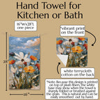 Vintage Inspired Fall Wildflower Hand Towel: Oil Painting Style (16" x 28")