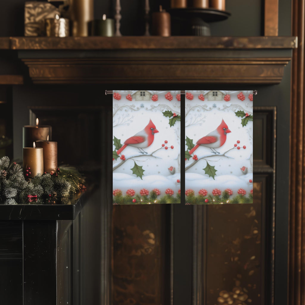 Red Cardinal Christmas Hand Towel: Winter Berry Tea Towel
