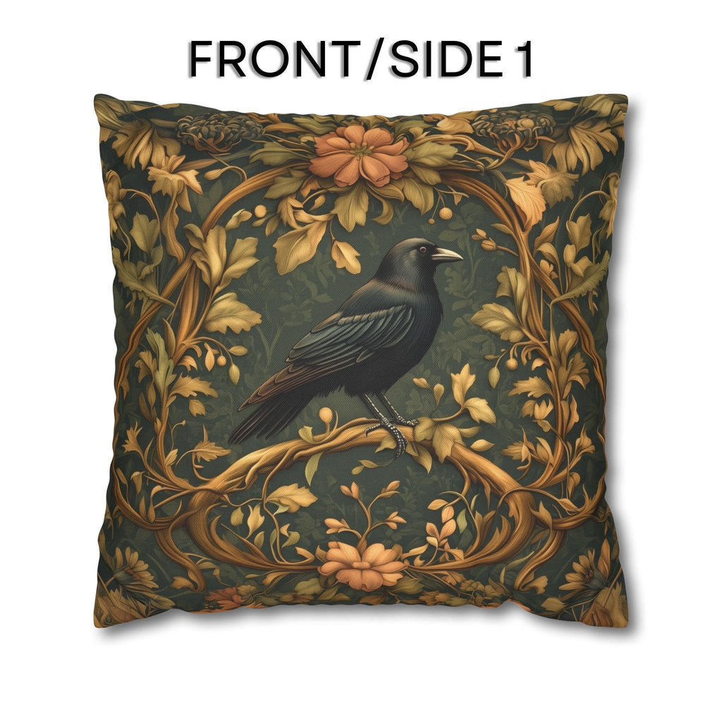 Autumn Crow Pillow Cover: Moody Botanical Fall & Halloween Decor