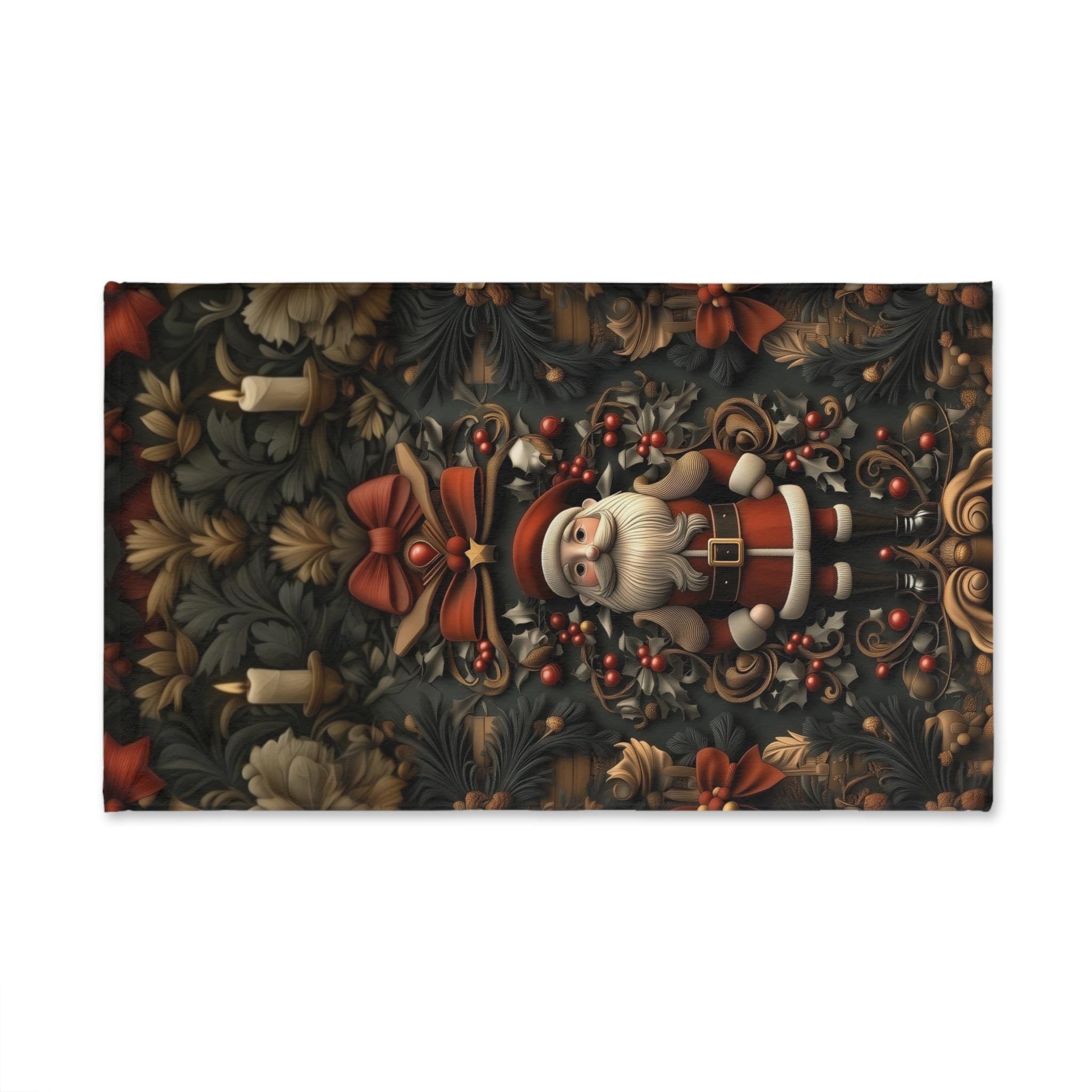 William Morris Inspired Christmas Tea Towel: Nostalgia Santa Claus