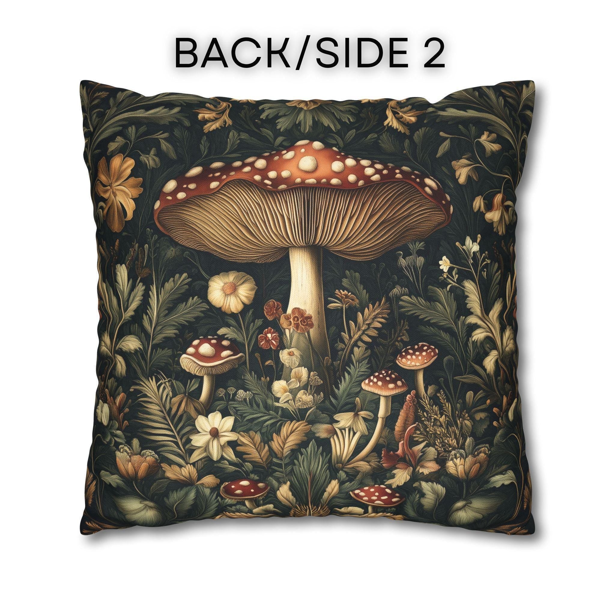 William Morris Botanical Mushroom Pillow Cover: Cottagecore Fungi Decor