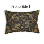 William Morris Woodland Forest Lumbar Pillow: Squirrel & Rabbit Tapestry-Style