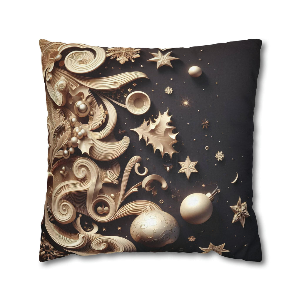 Christmas Pillow Cover: Beige Holiday Motifs, Starry Sky