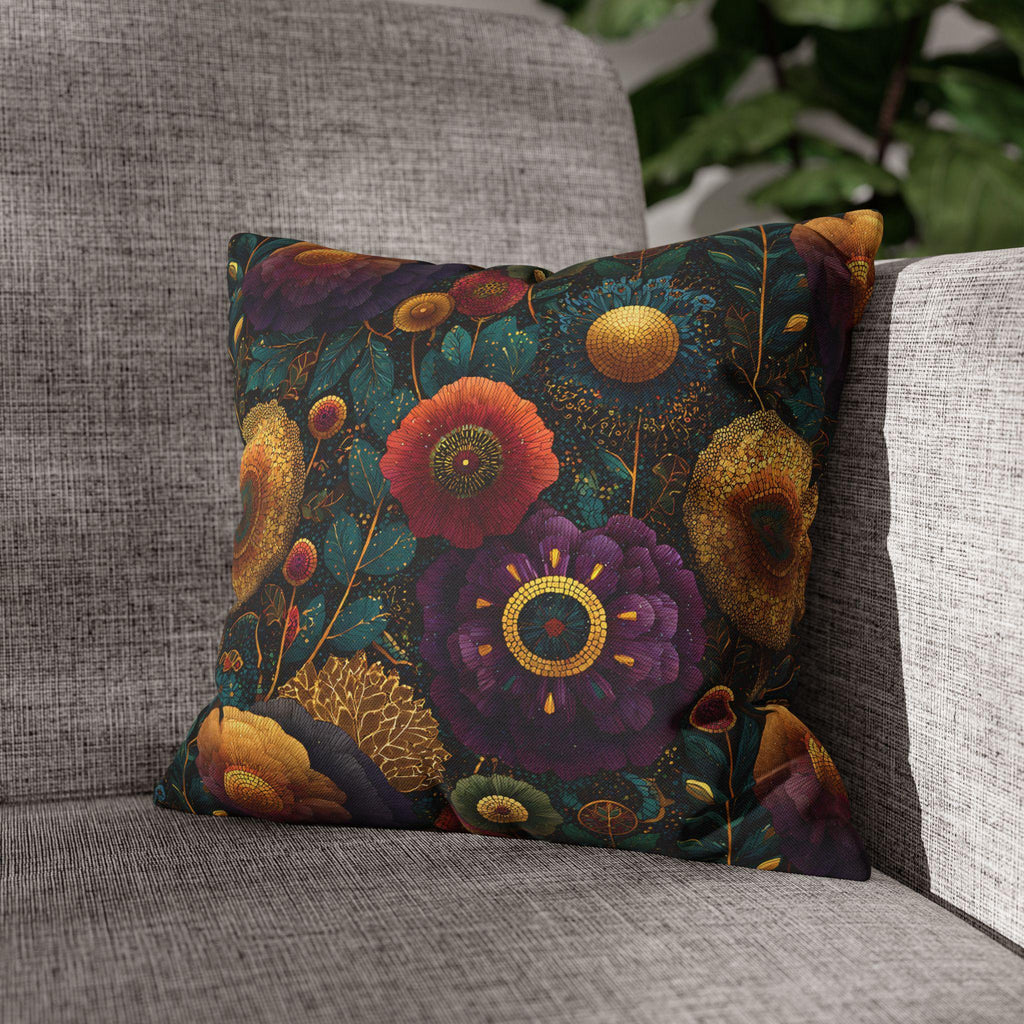 Klimt Botanical Pillow Cover: Jewel Tone Art Nouveau Home Decor