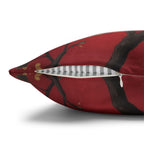 Chinoiserie Bird Pillow Cover: Crimson Floral Accent Cushion