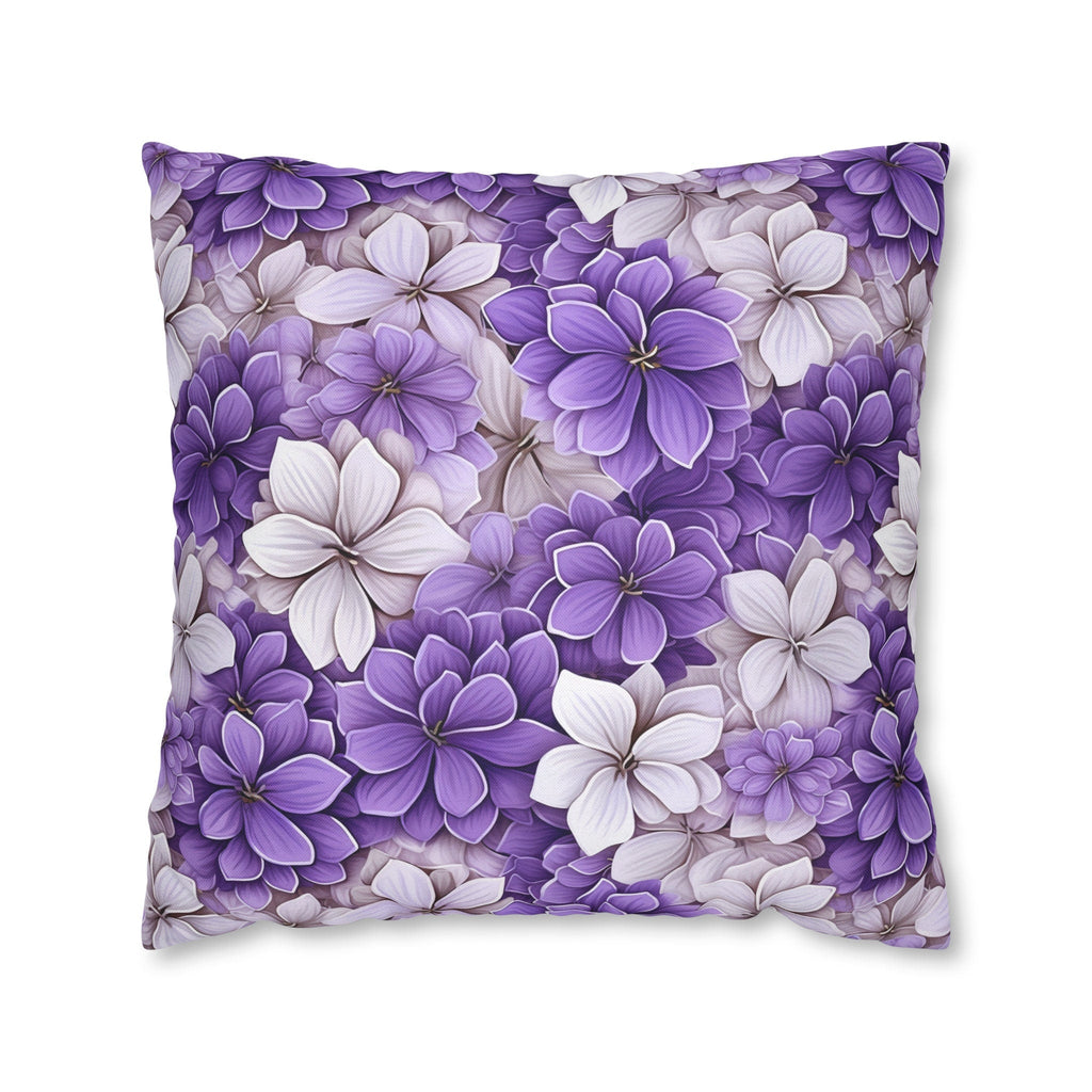 Elegant Purple & White Hydrangea Throw Pillow Cover - Floral Home Decor Accent