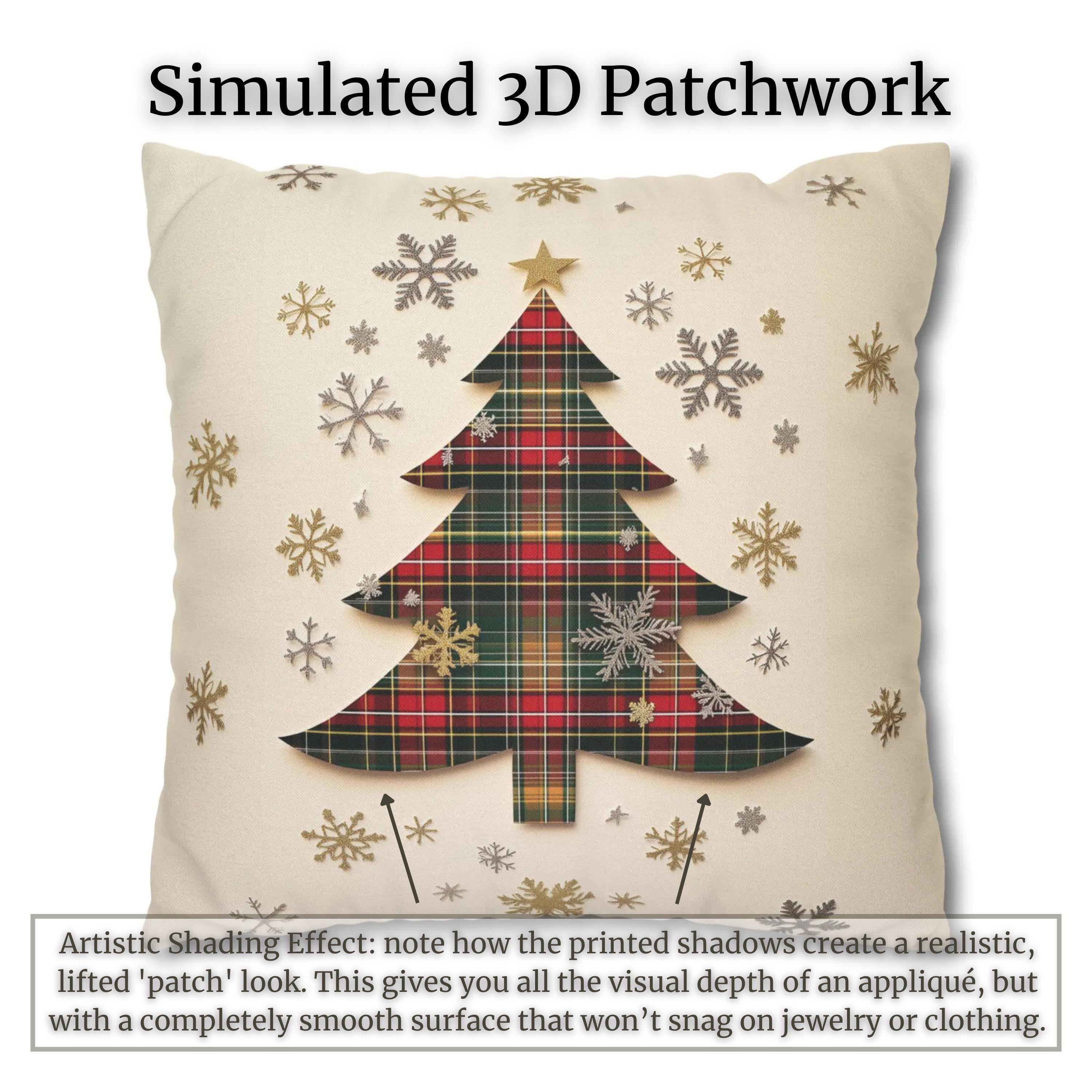 Tartan Christmas Tree Pillow Cover: Rustic Plaid Holiday Cushion Case