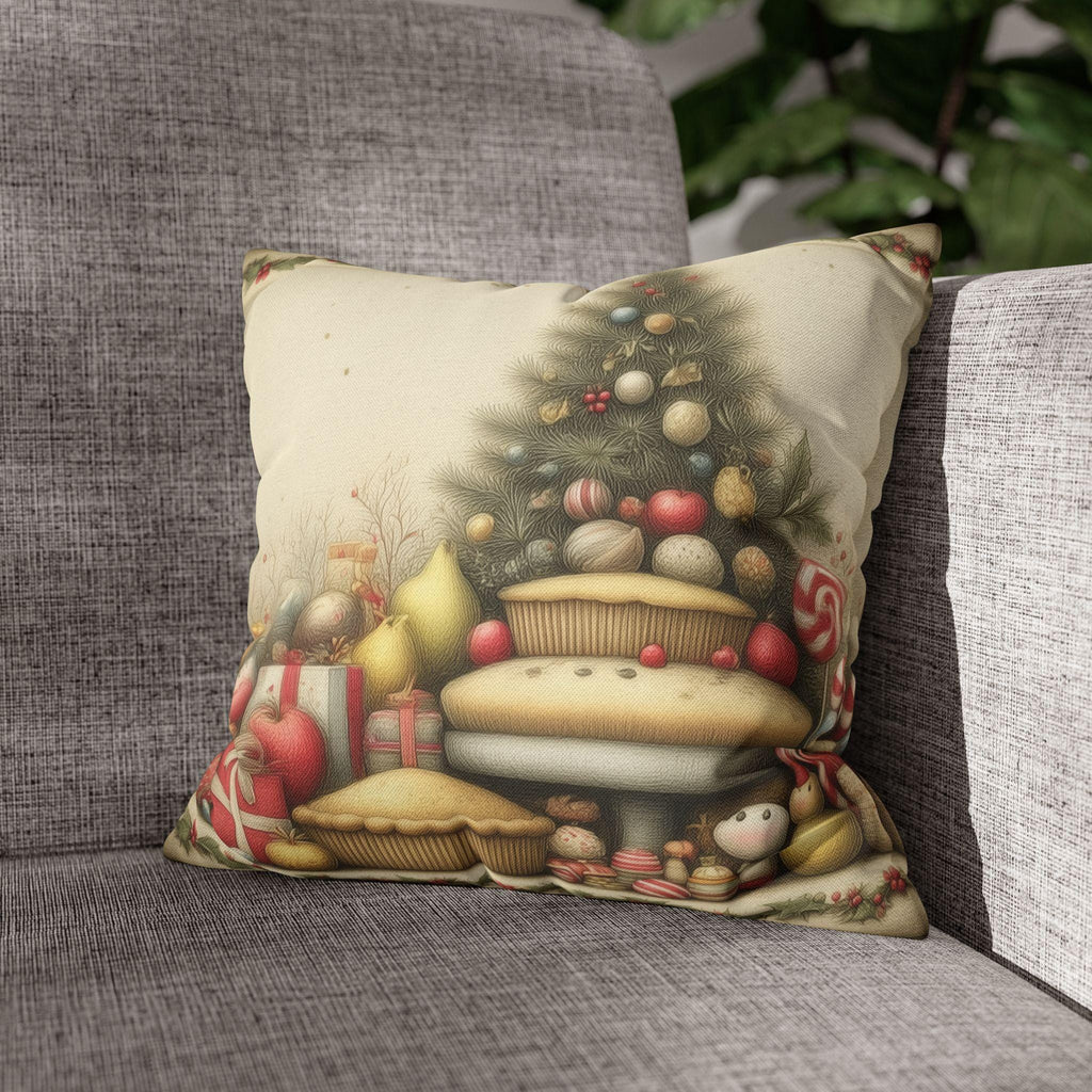 Vintage Style Christmas Dessert Table Pillow Cover: Holiday Pies & Sweets