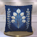 Sapphire Blue Art Deco Pillow Cover: Silver Fan, Hollywood Glam
