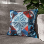 Winter Snowflake Pillow Cover, Geometric Holiday Throw Cushion, Red White Blue