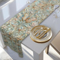 William Morris Table Runner: Celadon Aqua Pastel Floral Butterfly Design