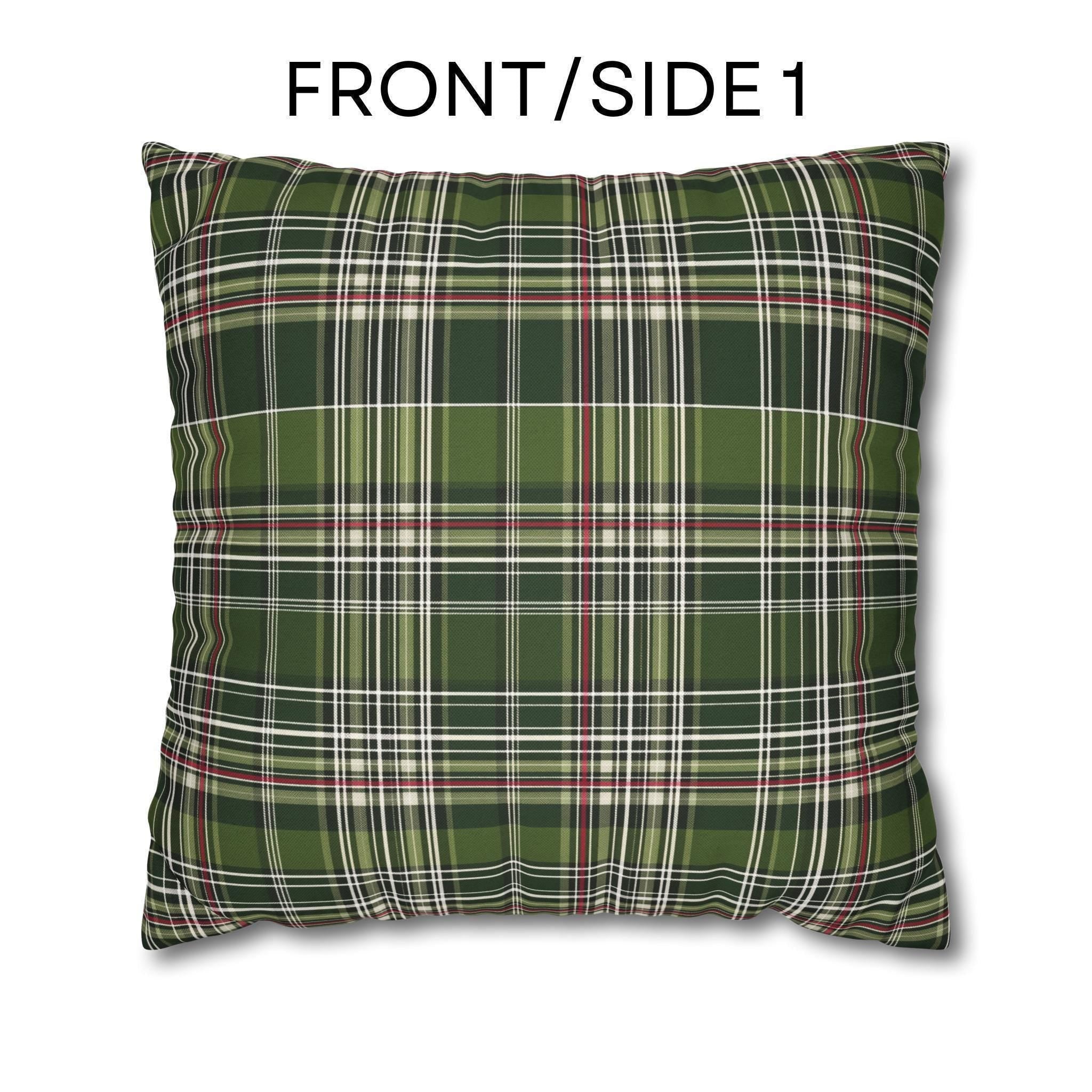Classic Green Plaid Christmas Pillow Cover: Cozy Holiday Accent for Sofa or Bed