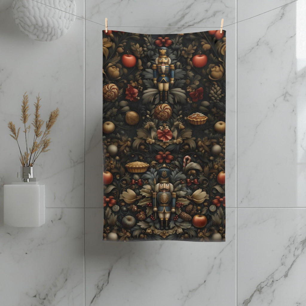 William Morris Nutcracker Christmas Hand Towel: Vintage Style Holiday Tea Towel