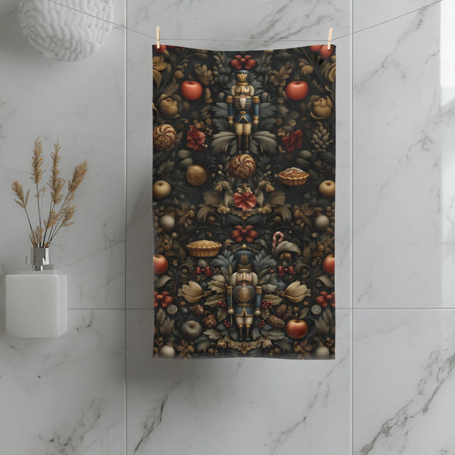 William Morris Nutcracker Christmas Hand Towel: Vintage Style Holiday Hand Towel