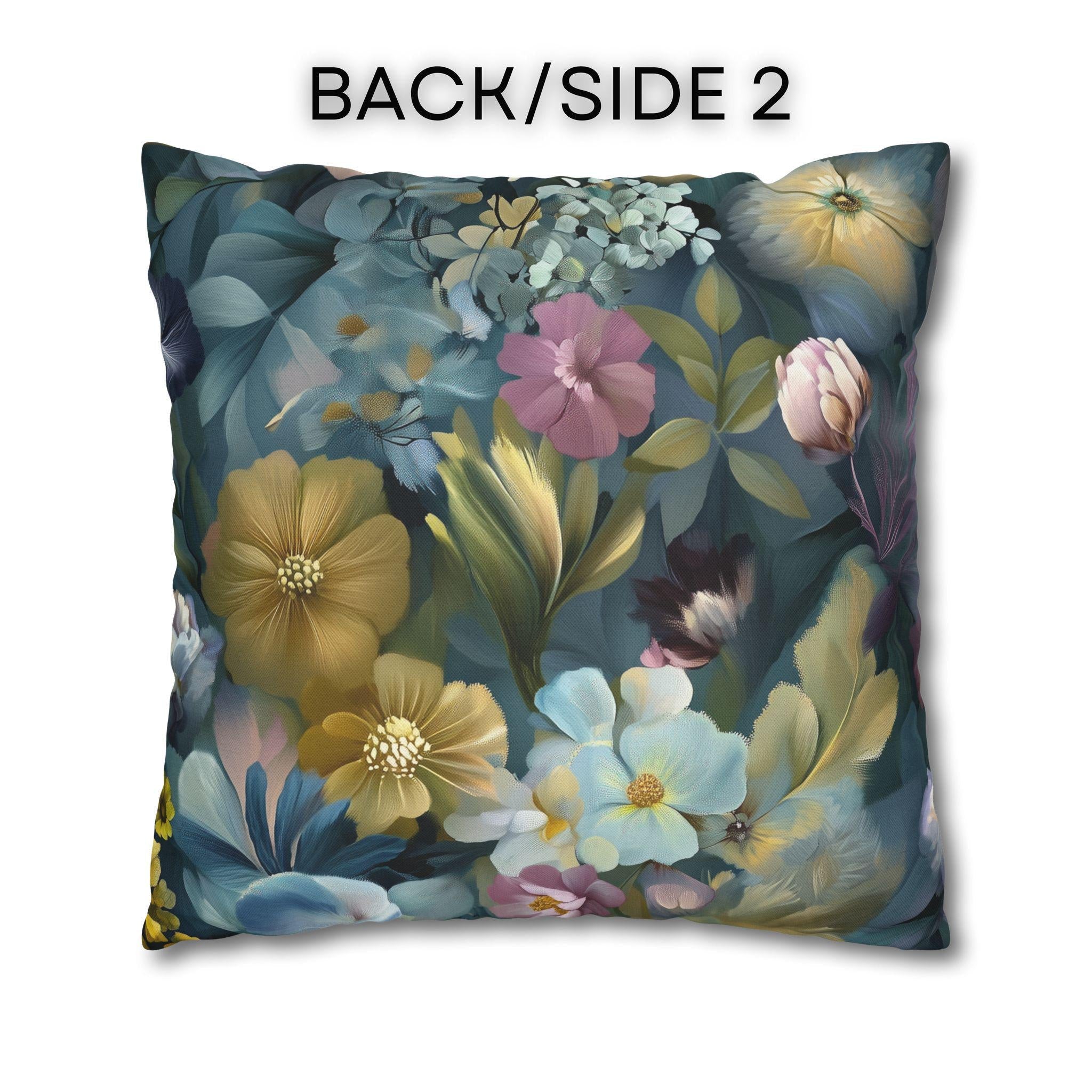 Twilight Garden Floral Pillow Cover: Painterly Moody Botanicals in Dusky Blue