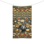 William Morris Autumn Hand Towel: Botanical Thanksgiving Turkey Decor, Grey-Blue and Gold