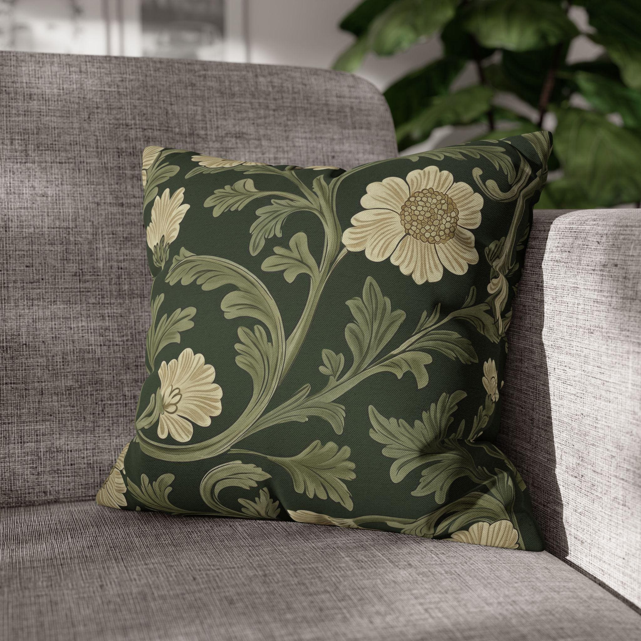William Morris Pillow Cover: Lodden  Inspired  Sage & Cream Botanicals