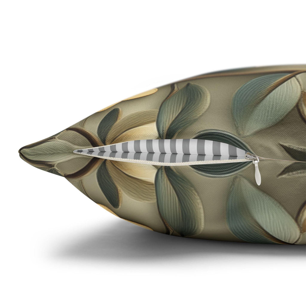 Elegant William Morris Inspired Botanical Pillow Cover - Floral Cushion in Green, Gold, and Beige