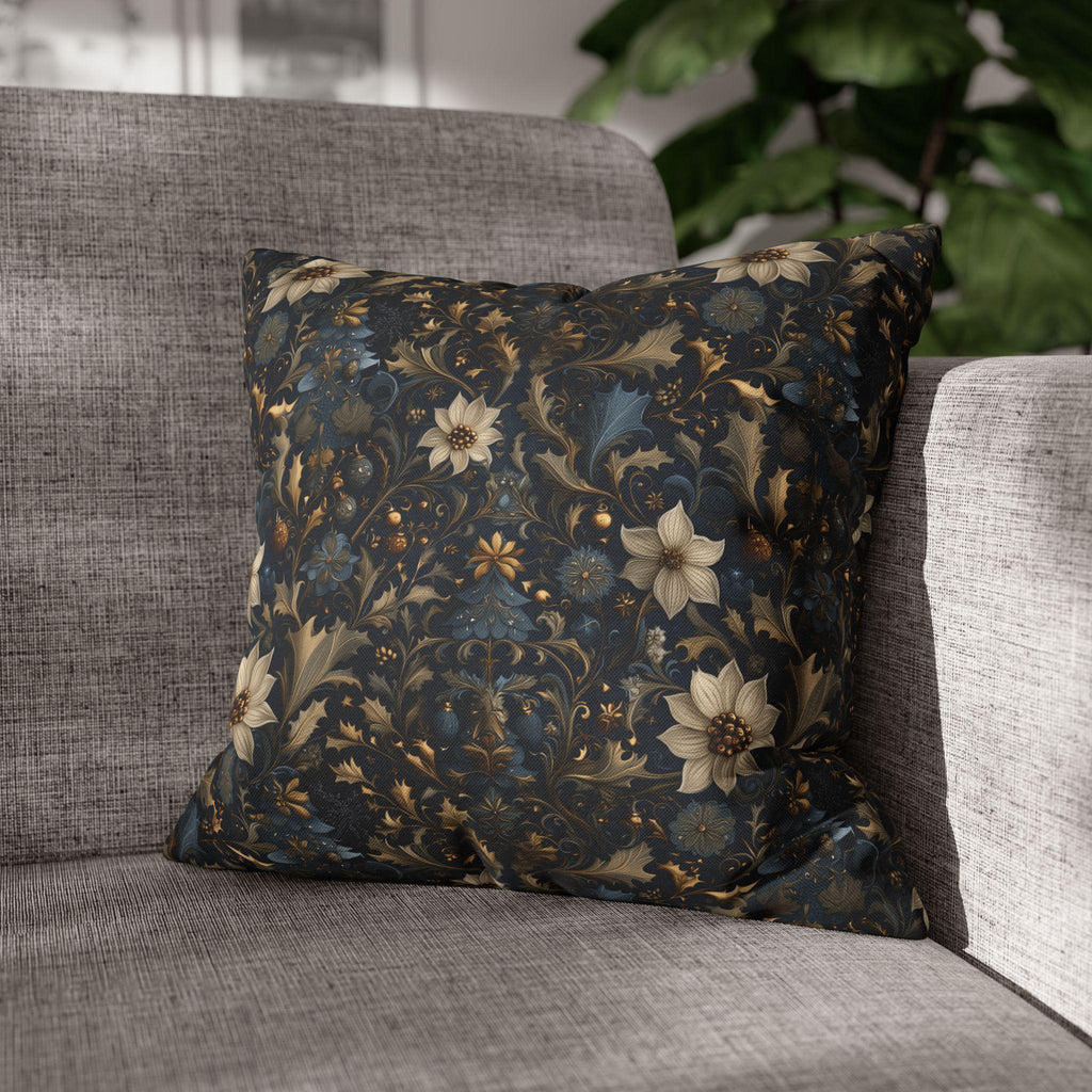Midnight Blue William Morris Christmas Botanical Pillow Cover