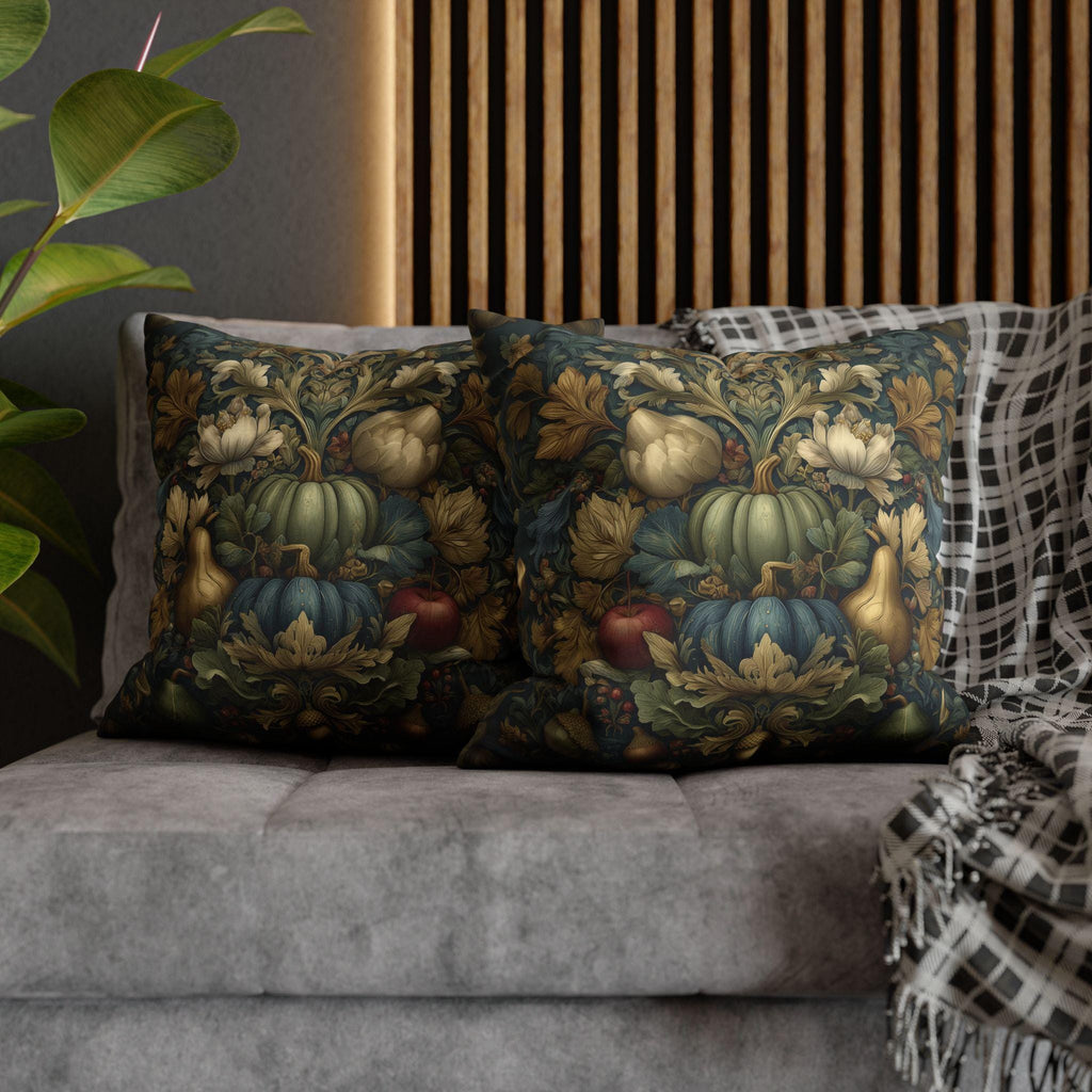 William Morris Inspired Tapestry Pillow Cover: Botanical Autumn Harvest for Cozy Fall Home Decor
