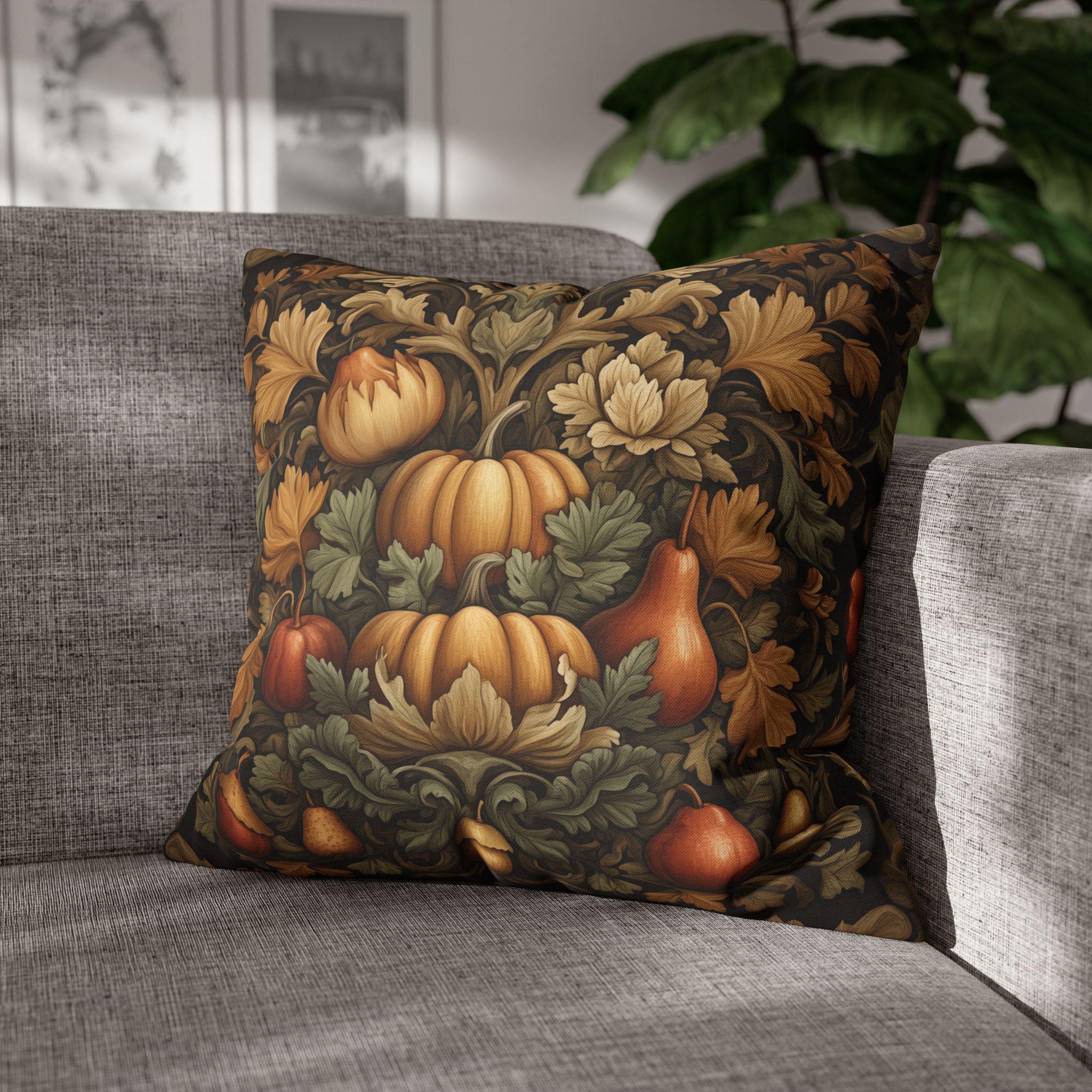 William Morris Autumn Harvest Tapestry Pillow Cover: Vintage Pumpkin Fall Decor Accent