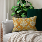 Damask Lumbar Pillow, Pumpkin Spice Fall Decor, Elegant Accent Cushion