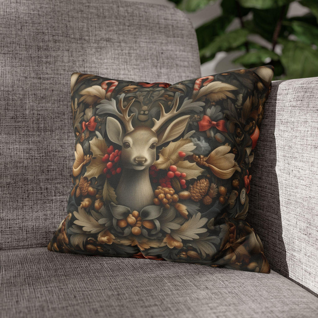 William Morris Deer Christmas Pillow Cover: Woodland Holiday Accent