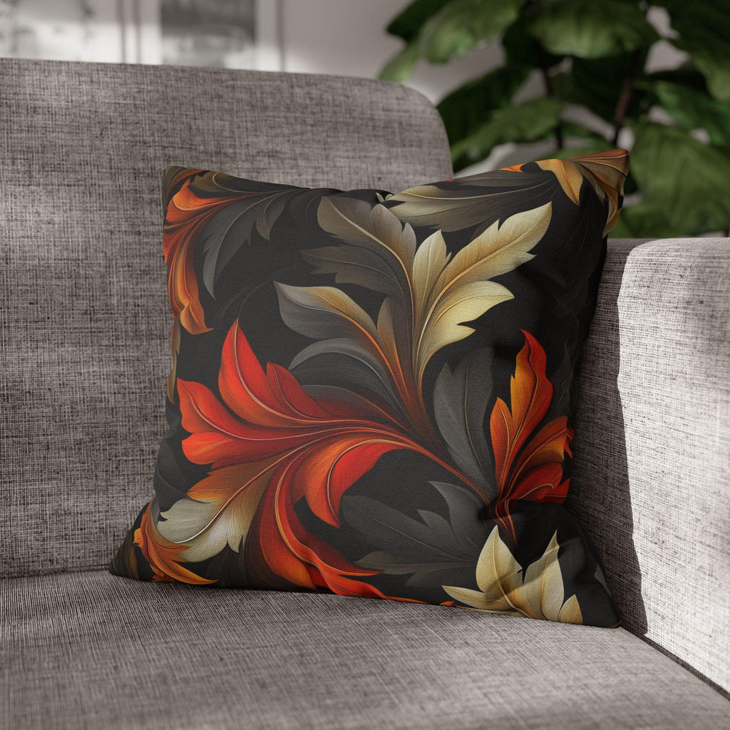 William Morris Inspired Pillow Cover: Black Autumn Leaves Tapestry Cushion