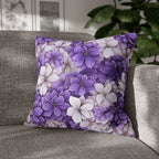 Elegant Purple & White Hydrangea Throw Pillow Cover - Floral Home Decor Accent