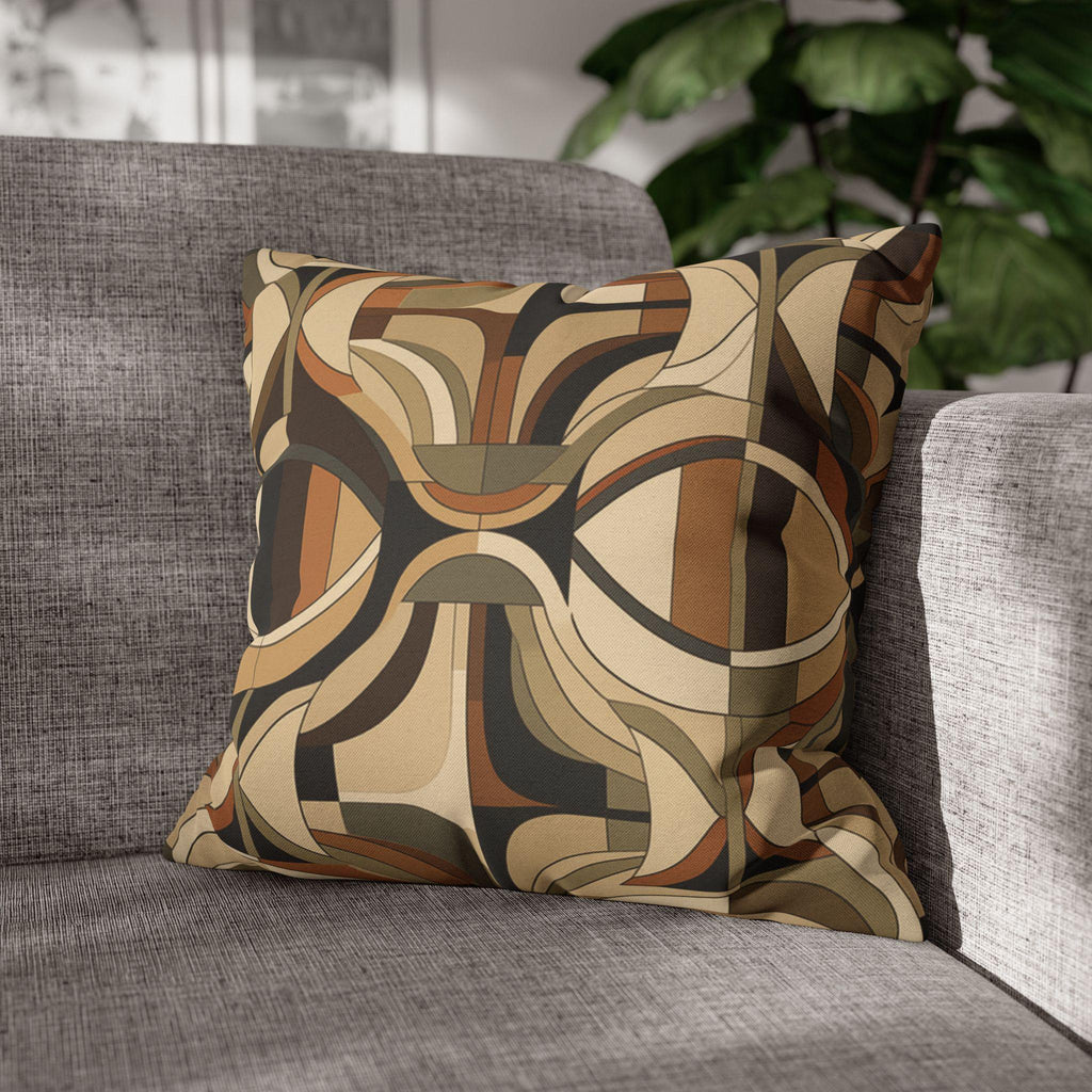 Modern Geometric Throw Pillow Cover, Contemporary Elegance, Sandy Beiges to Deep Rich Browns