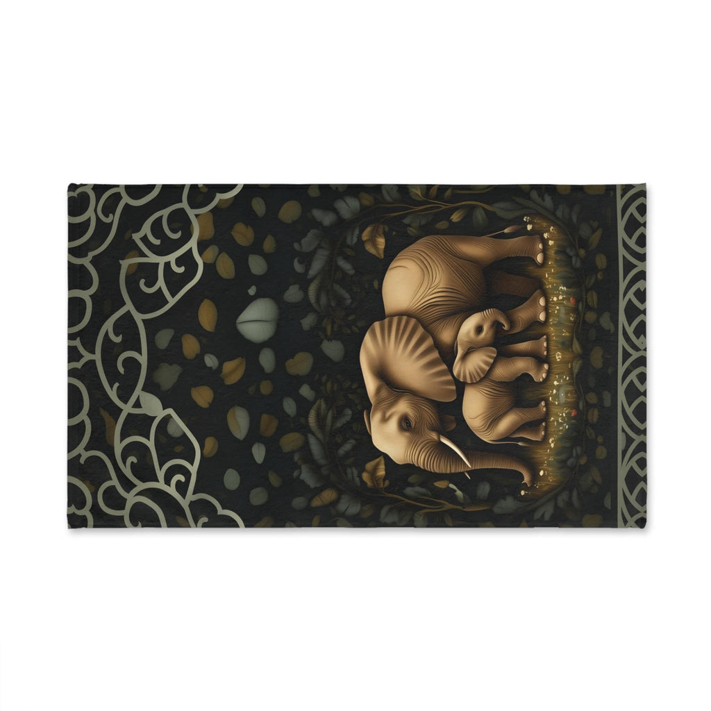 Elephant Hand Towel: Botanical Jungle Design - Soft Earth Tones