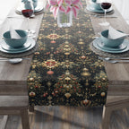 Christmas Tree Table Runner: Luxe Gold Red & Green on Deep Charcoal Holiday Table Decor