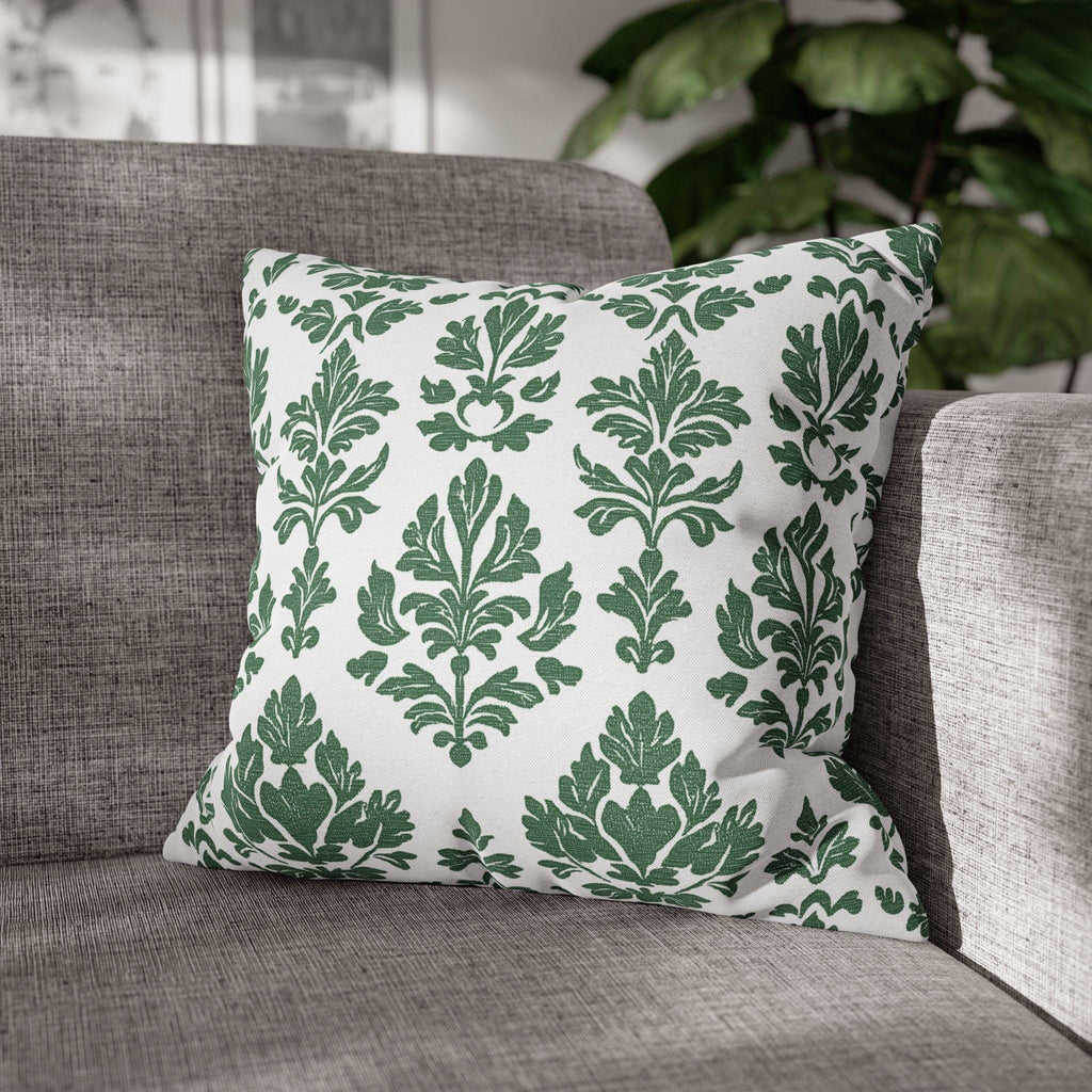 Forest Green Damask Pillow Cover: Elegant Home Decor