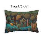 Monkey Jungle Safari Lumbar Pillow: Tropical Botanical Animal Decor