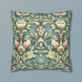 William Morris Inspired Pillow Cover: Teal Floral Botanical Cushion