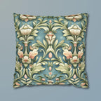 William Morris Inspired Pillow Cover: Teal Floral Botanical Cushion