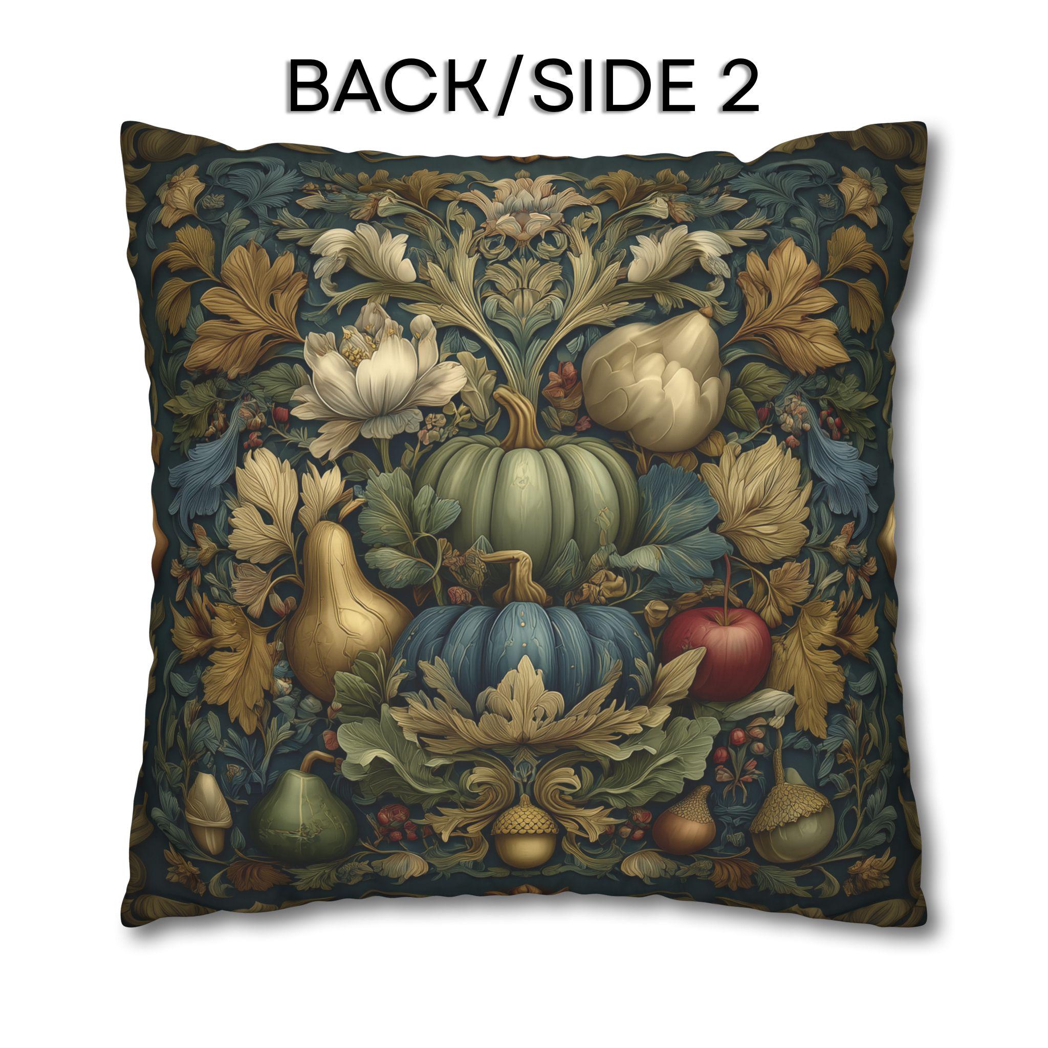 William Morris Pillow Cover Fall Harvest Tapestry Style Pumpkin Botanical Autumn Decor Euro Sizes