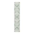 Elegant Muted Green Damask Table Runner: Timeless Floral Design for Weddings, Dining & Home Decor