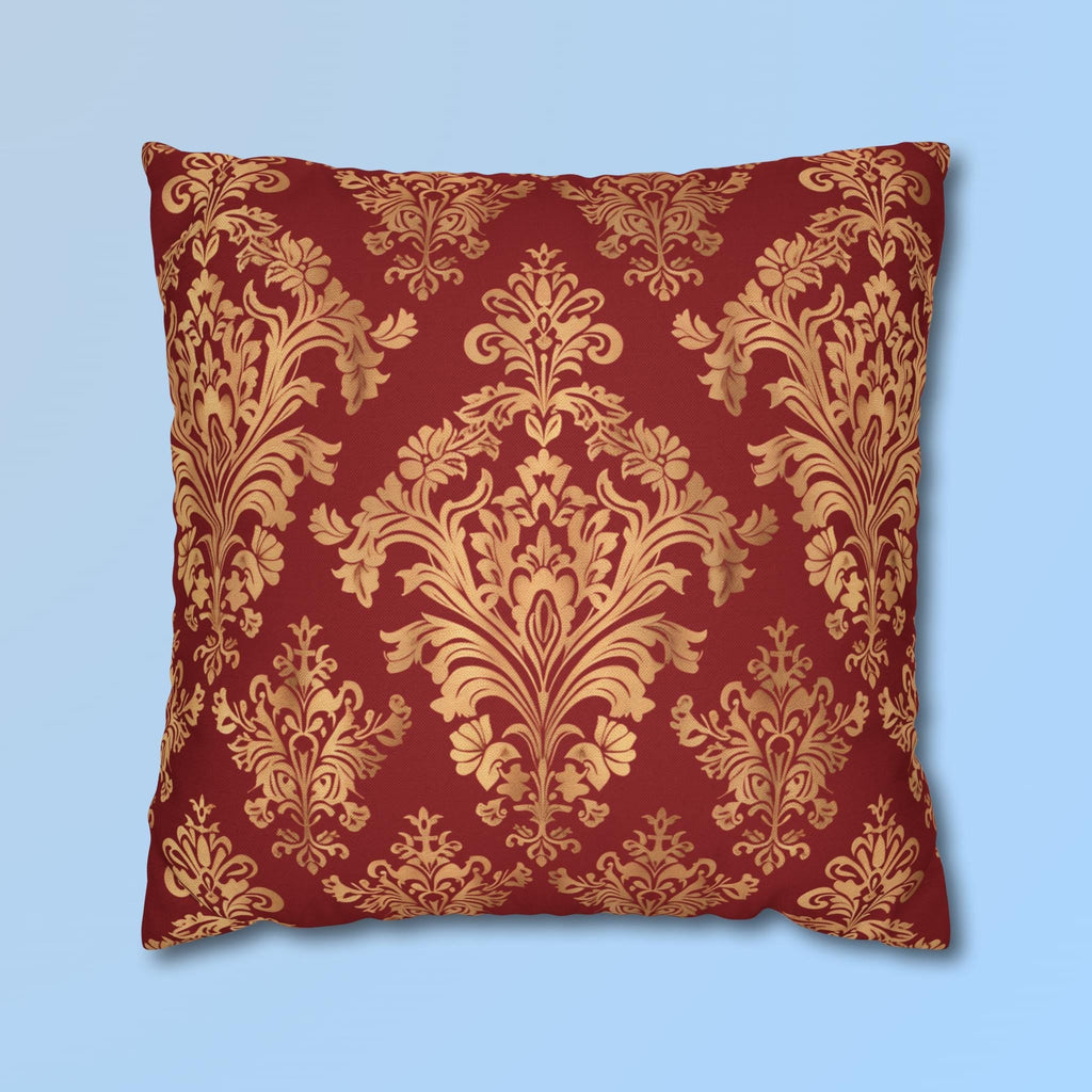 Luxurious Damask Pillow Cover | Gold  Motif on Red | Elegant Home Decor