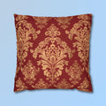 Luxurious Damask Pillow Cover | Gold  Motif on Red | Elegant Home Decor