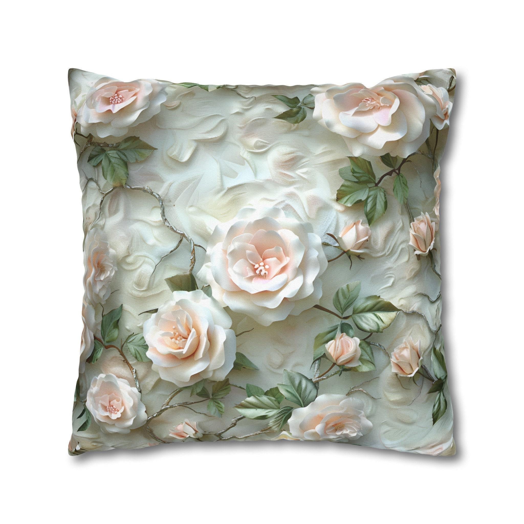 Blush Rose Pillow Cover: Coquette Floral Cushion, Feminine Bedroom Decor