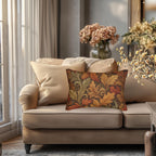 Vintage-Inspired William Morris Fall Leaf Lumbar Pillow: Autumn Harvest Tapestry Accent